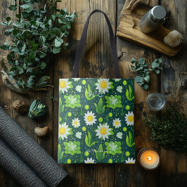 Fresh Green Daisy Wellness Tote Tasche