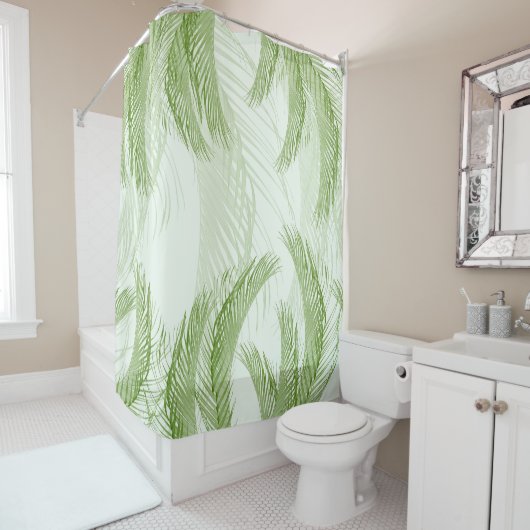 Fresh Green Feather Palm Bliss 1 Duschvorhang (Beispiel)