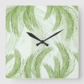 Fresh Green Feather Palm Bliss 1 Quadratische Wanduhr (Vorderseite)