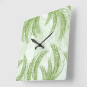 Fresh Green Feather Palm Bliss 1 Quadratische Wanduhr (Winkel)