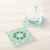 Fresh Green Hübsch Blue Star Dopamin Deco Kitsch Glasuntersetzer (Schrägansicht)