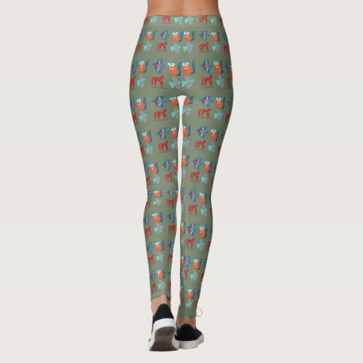 Fresh Green Nordic Pattern Leggings (Rückseite)