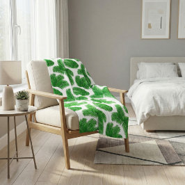 Fresh Green Palm Leaves Tropical Print Fleecedecke