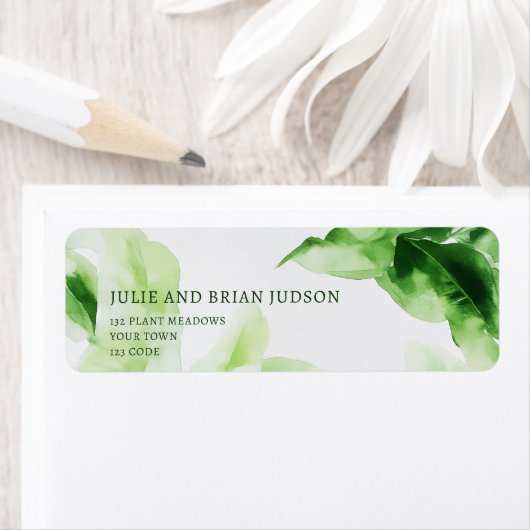 Fresh Green Tropical Blätter Return Address Label (Insitu)
