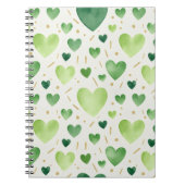 Fresh Green Watercolor Hearts Notizblock (Vorderseite)