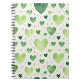 Fresh Green Watercolor Hearts Notizblock