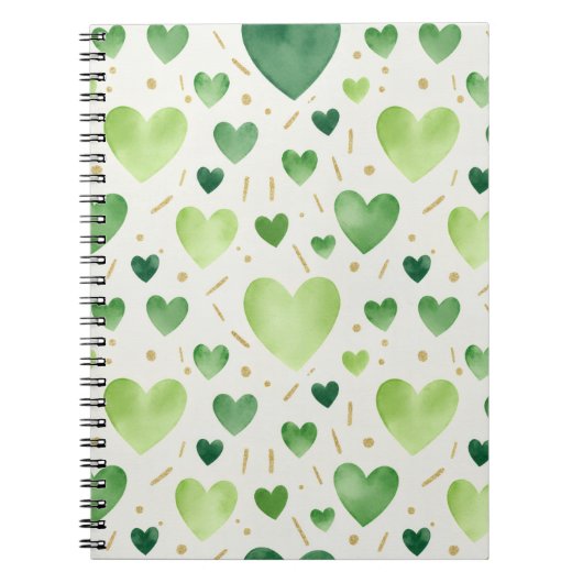 Fresh Green Watercolor Hearts Notizblock (Vorderseite)
