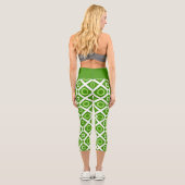Fresh Green White Geometry High Waisted Capris (Rückseite)