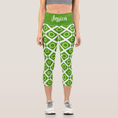 Fresh Green White Geometry High Waisted Capris (Vorderseite)