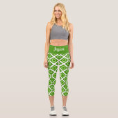 Fresh Green White Geometry High Waisted Capris (Vorderseite)