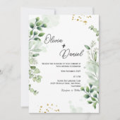 Fresh Greenerenery Script Wedding Einladung (Vorderseite)