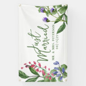 Fresh Greenery Just Married Car Banner (Vertikal)