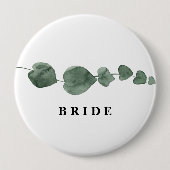 Fresh Greenery Moderne Wasserfarbenbride Button (Vorderseite)