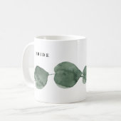 Fresh Greenery Moderne Wasserfarbenbride Kaffeetasse (Vorderseite Links)