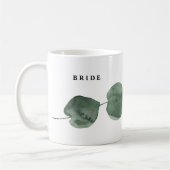 Fresh Greenery Moderne Wasserfarbenbride Kaffeetasse (Links)