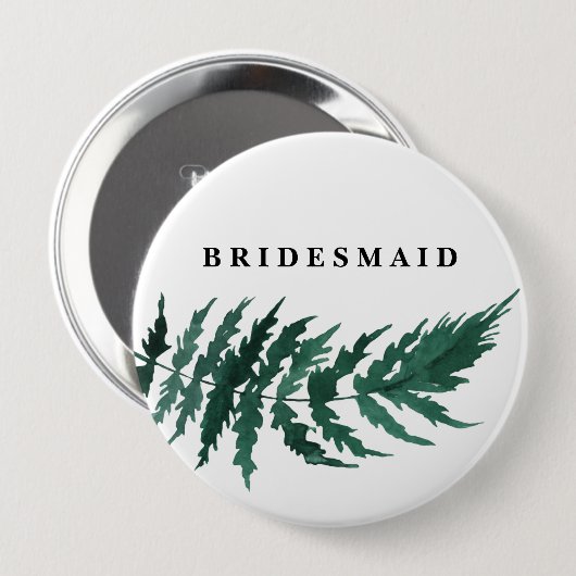 Fresh Greenery Watercolor Wedding Bridesmaid Button (Vorne & Hinten)