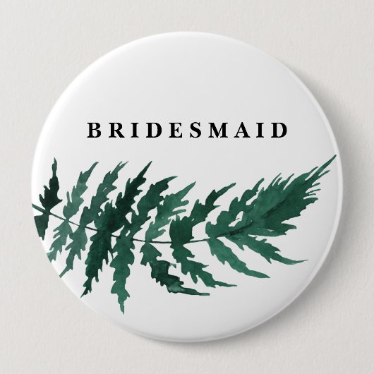Fresh Greenery Watercolor Wedding Bridesmaid Button (Vorderseite)
