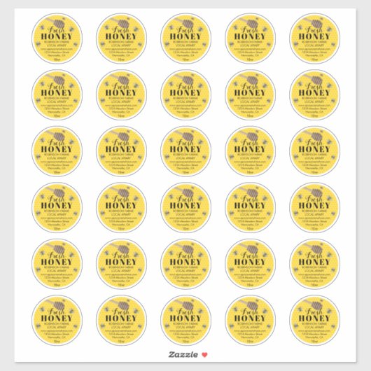 Fresh Honey Jar 2" Labels | Honigbiene (Blatt)