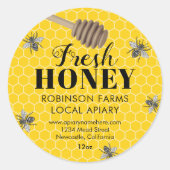 Fresh Honey Jar Labels | Honigbiene Runder Aufkleber (Vorderseite)