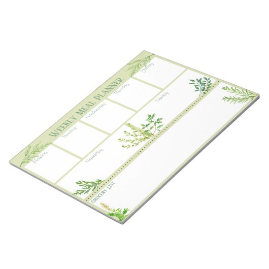 Fresh Kitchen Kraut - Green Weekly Meal Planner Notizblock (angewinkelt)