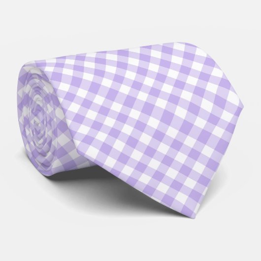 Fresh Lavender Gingham Pattern Krawatte (Gerollt)
