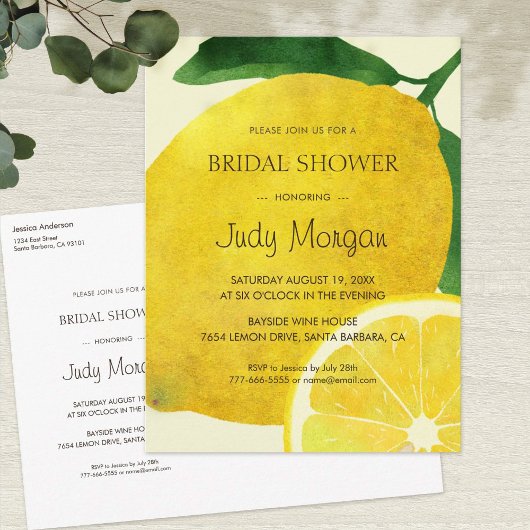Fresh Lemon Bridal Dusche Einladung Postkarte