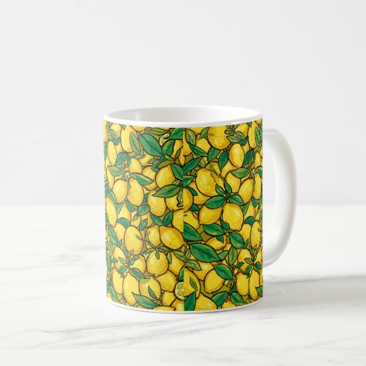 Fresh Lemon Citrus Pattern Kaffeetasse (VorderseiteRechts)