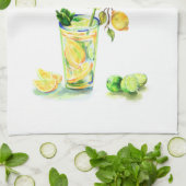 Fresh Lemon Drink Küche Handtuch - Custom Text (Gefaltet)