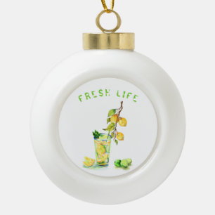 Fresh Lemon Drink Lemons Weihnachtsschmuck Keramik Kugel-Ornament
