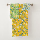 Fresh Lemon Floral Botanical Pattern  Badhandtuch Set (Insitu)