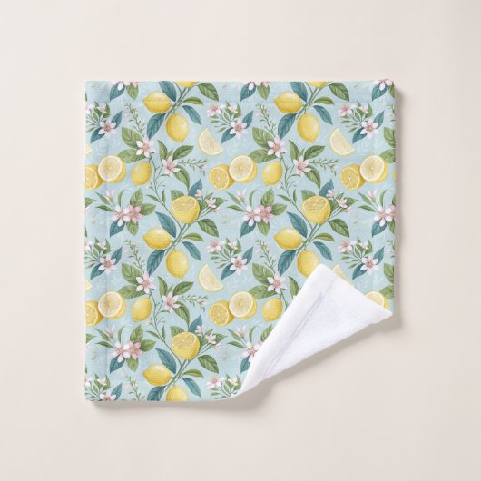 Fresh Lemon Floral Botanical Pattern  Badhandtuch Set (Waschlappen)