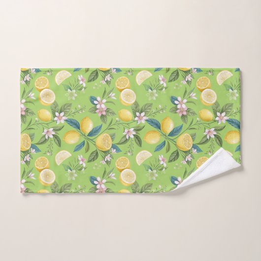 Fresh Lemon Floral Botanical Pattern  Badhandtuch Set (Handtuch)