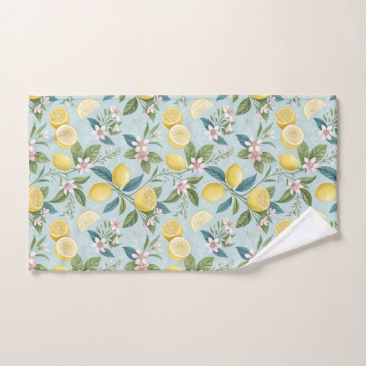 Fresh Lemon Floral Botanical Pattern  Badhandtuch Set (Handtuch)