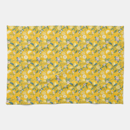 Fresh Lemon Floral Botanical Pattern  Geschirrtuch (Horizontal)