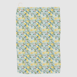 Fresh Lemon Floral Botanical Pattern  Golfhandtuch