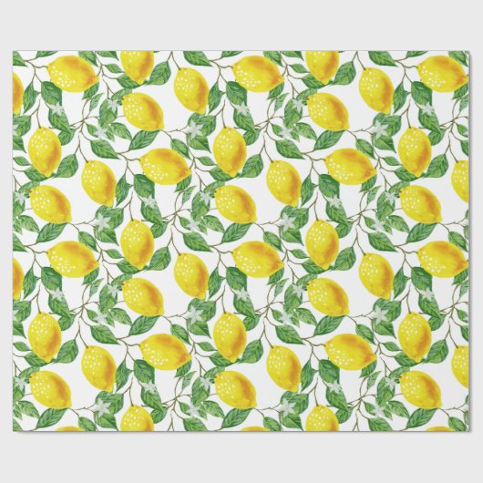 Fresh Lemon Frucht Floral Geschenkpapier (Flach)