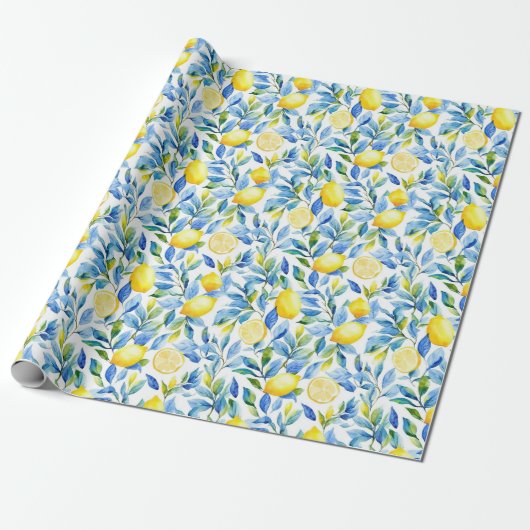 Fresh Lemon Gift Wrapping Paper | Mediterranean Geschenkpapier (Ungerollt)