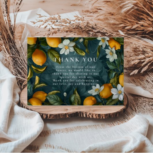 Fresh Lemon Grove Botanical Wedding Dankeskarte
