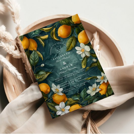 Fresh Lemon Grove Botanical Wedding Einladung