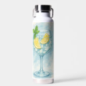 Fresh Lemon & Mint Gin & Tonic - Aquarell Trinkflasche (Vorne)