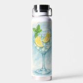 Fresh Lemon & Mint Gin & Tonic - Aquarell Trinkflasche (Rückseite)
