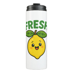 Fresh Lemon mit Blätter Thermosbecher