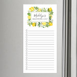 Fresh Lemon Shopping List Magnetischer Notizblock<br><div class="desc">Markieren Sie das Markthoppinglistendesign mit einem personalisiert mit Ihrem Namen  Aquarellrahmen.</div>