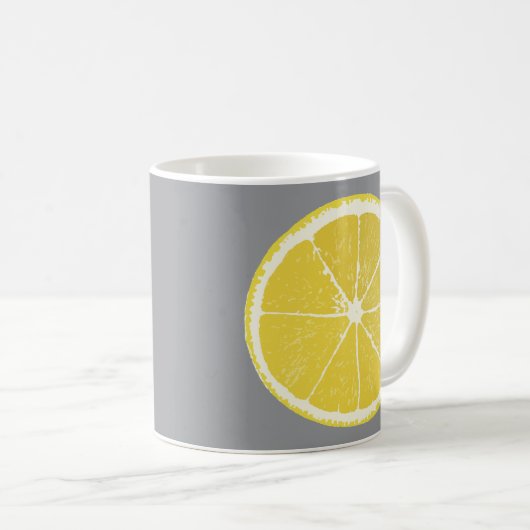 Fresh Lemon Slice on Grey Modern Mug Kaffeetasse (VorderseiteRechts)