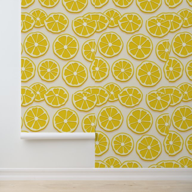 Fresh Lemon Slices Modernes, nahtloses Muster Tapete (Anwendung)