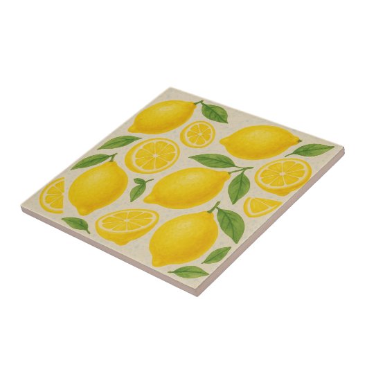 Fresh Lemon Tile - Nahtlose Wasserfarbe Fliese (Seite)