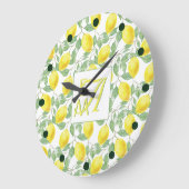 Fresh Lemon Tree Mit Monogramm Deco Gifts New Lemo Große Wanduhr (Winkel)