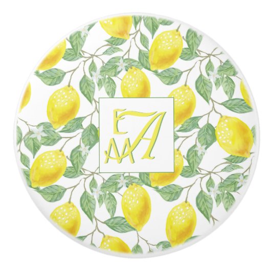 Fresh Lemon Tree Mit Monogramm Deco Gifts New Lemo Keramikknauf (Vorderseite)