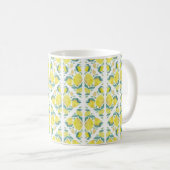 Fresh Lemon Watercolor Pattern Kaffeetasse (VorderseiteRechts)