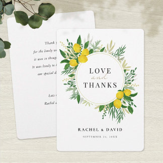 Fresh Lemon Wedding Liebe and Danke Card